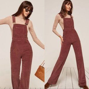 Reformation Corduroy Rodeo Rust Red Overalls (Size 6)